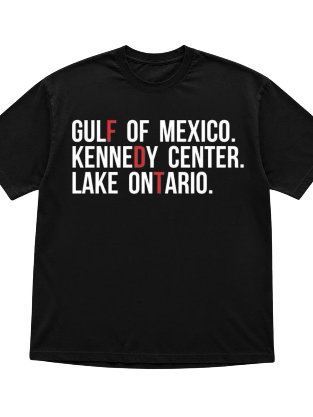 Black Short Sleeve Tee with White & Red Text
